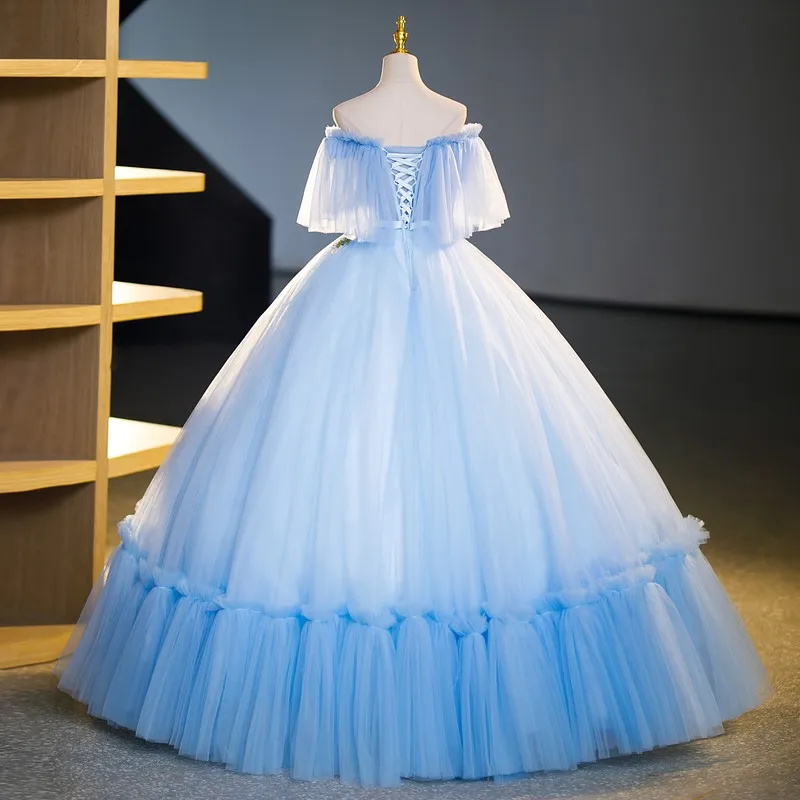 2023 New Light Blue Vestidos Elegant Quinceanera Dress Luxury Lace Party Dress Classic Ball Gown Sweet Prom Dress Customize