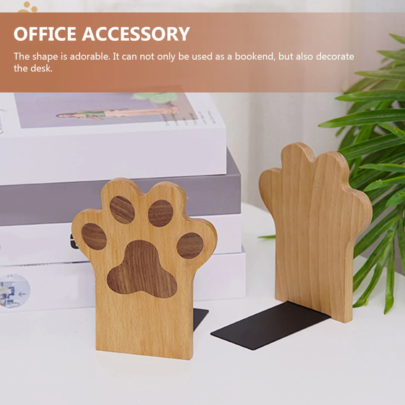 

2pcs Wooden Bookend Desk Organizer Book Stand Display Storage Baffle Office Home Coffee Shop Decoration Magazine Holder Modern