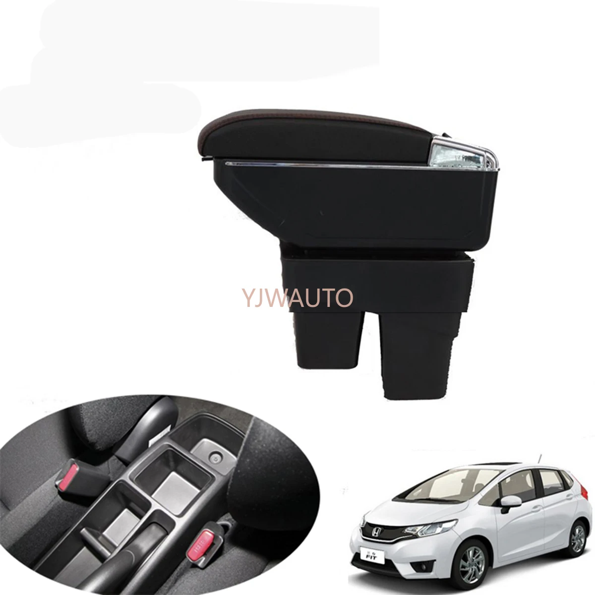 

Armrest For Honda Fit/Jazz 2014~2016 Center Console Box Car Arm Rest Ashtray Storage Box with CUP Holder