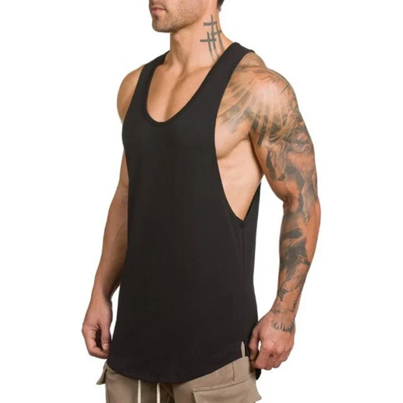 Summer Gym Clothing Fitness Stringer Tank Top Men Bodybuilding Muscle Vest Workout Sleeveless T-shirt