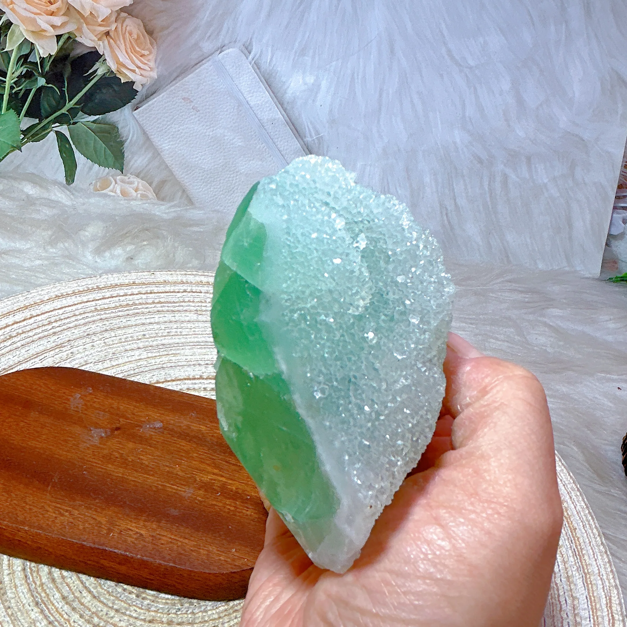 Guarigione di alta qualità cristallo naturale zucchero Fluorite Druzy campione pietra grezza pietre preziose Reiki decorazioni per la casa