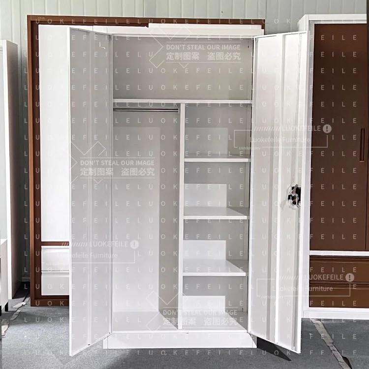 مخصص أبيض أسود غرفة نوم ألميرا سوينغ خزانة معدنية 2 باب خزانة ملابس خزانة ملونة الصلب خزانة غرفة خزانة #5