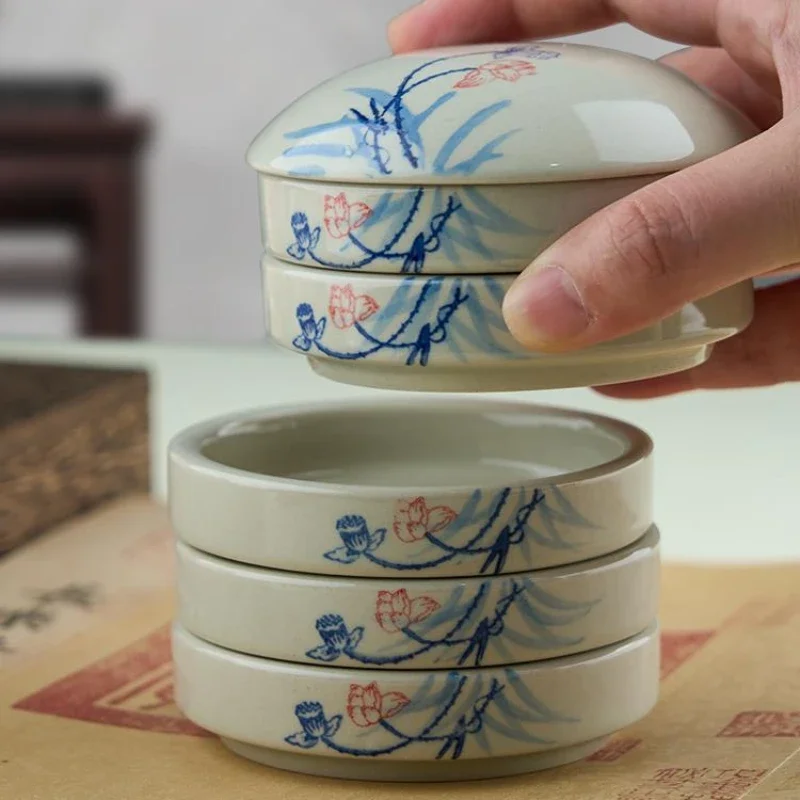 Ceramic 5 Layer Watercolor Saucer Color Palette Set Dish Empty Saucer Chinese Painting Classical Traditional Gouache