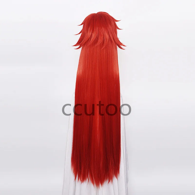 New Kuroshitsuji Black Butler Grell Sutcliff Red Long Heat Resistant Synthetic Hair Cosplay Wig With Skull Chain Glasses