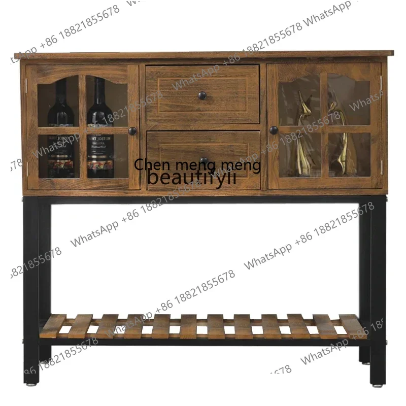 

American-Style Retro Chest of Drawers Solid Wood Household Locker Living Room Storage Cabinet