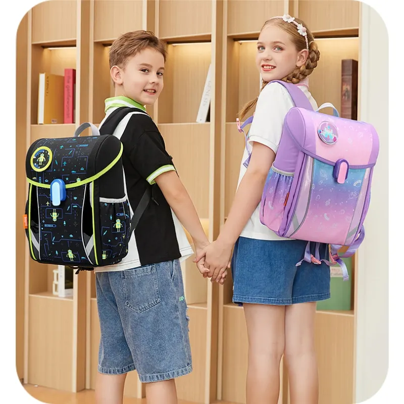 BOPAI Children's Waterproof Schoolbag Boys and Girls Spine Protection Burden Reduction Backpack Primary School Shoulder Bag