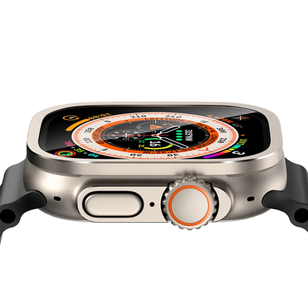 Закаленное стекло + крышка для Apple Watch Ultra 49 мм, титановый металлический бампер, защитная крышка для экрана iWatch серии 49 мм, аксессуары