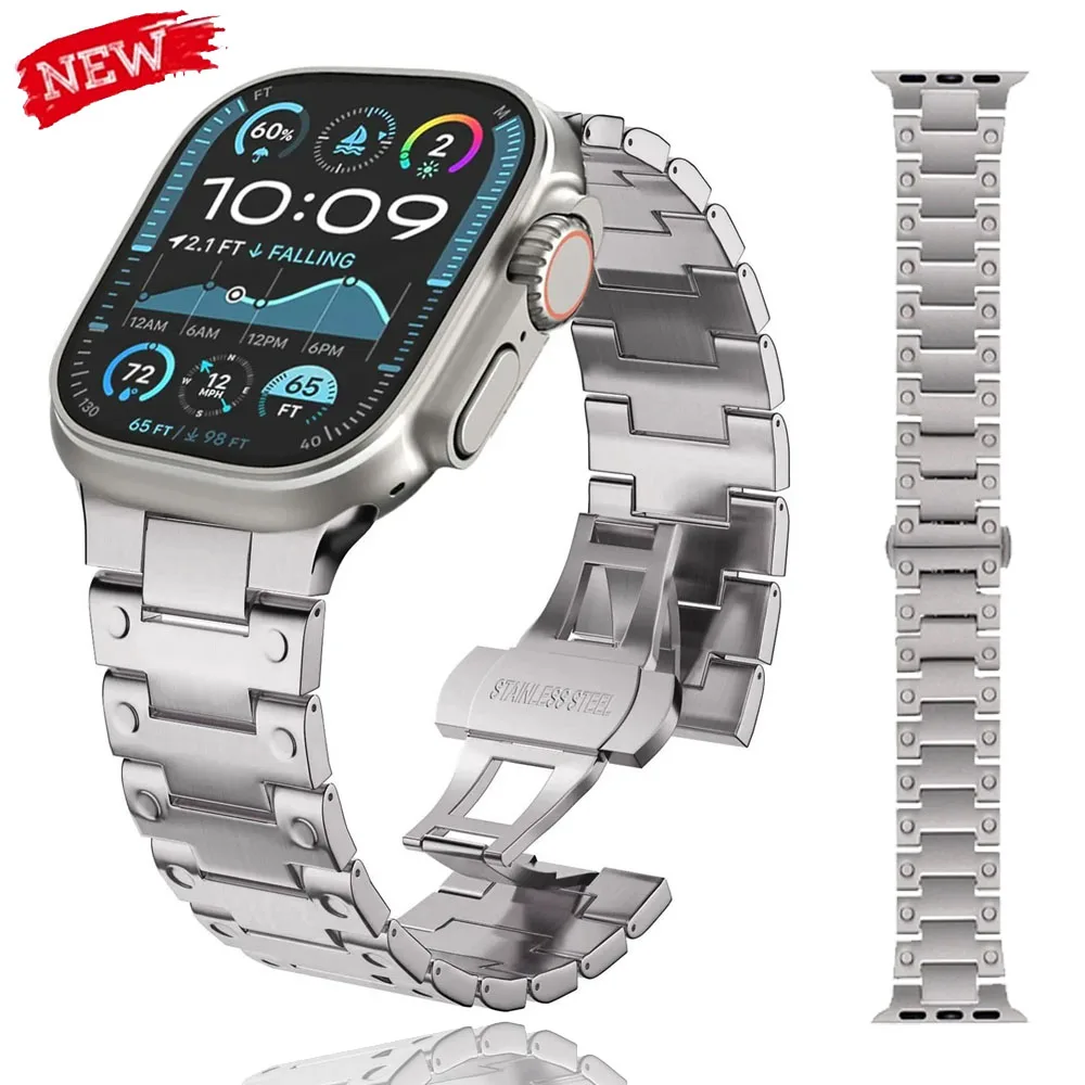 Metalowy pasek do Apple Watch Ultra 2/1 49mm Series 10 46mm 42mm Bransoleta ze stali nierdzewnej iWatch 9 8 7 6 5 SE 44mm 45mm 41mm