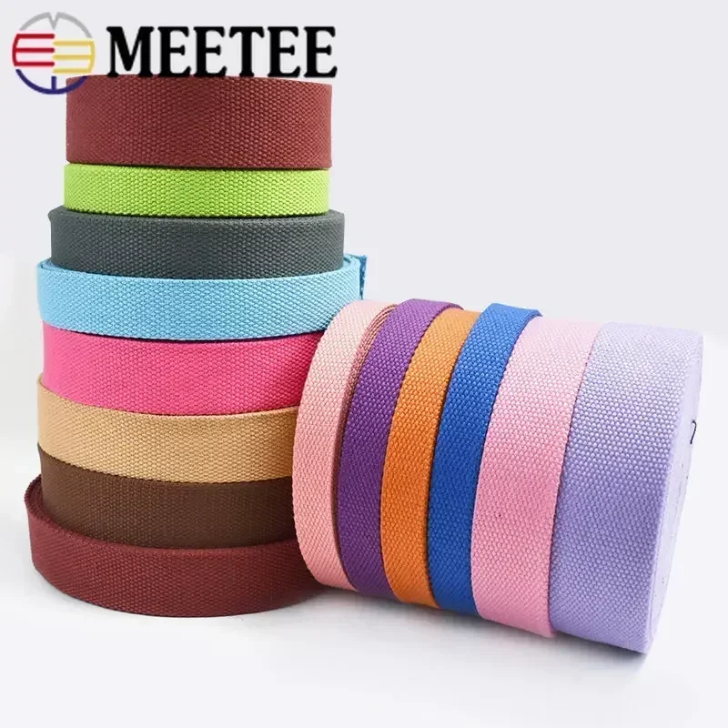 5M 20/25/32/38/50mm 2mm Thick Webbing Polyester Cotton Canvas Webbings Ribbon for Backpack Strap Belt Tape Garment Woven Band