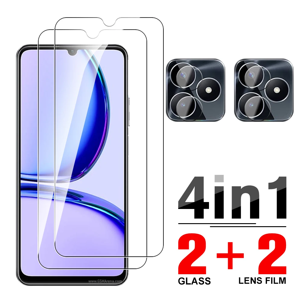 Закаленное стекло 4 в 1 для смартфонов Realme C53, 6,74 дюйма, защитная пленка для экрана, для объективов камер RealmI C53 c 53 53c realmec53, защитная пленка