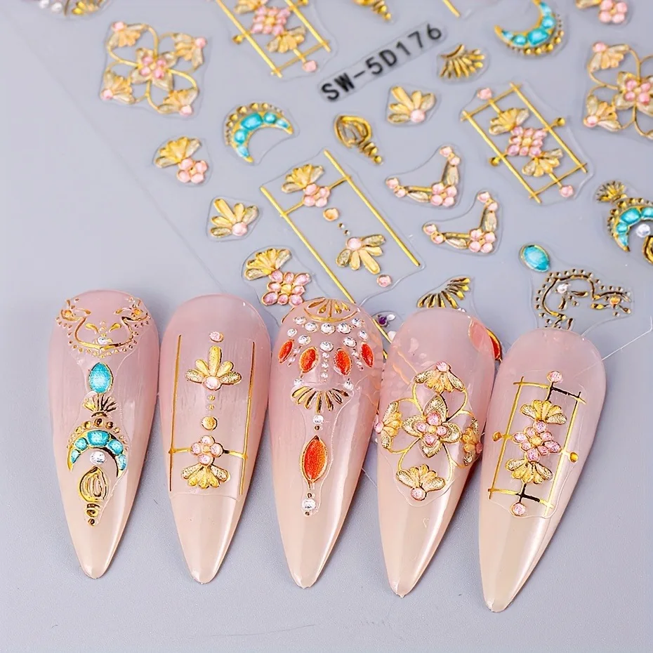 قطعتان من ملصقات الأظافر البوهيمية على شكل نجمة وقمر، سهلة الاستخدام لتزيين الأظافر بنفسك والهدايا وتصفيف مكياج الحفلات والزفاف #5