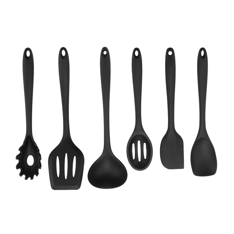 

6Pcs Black Heat Resistant Kitchen Utensils Set Kitchen Nonstick Tools Spatula Ladle Spoon