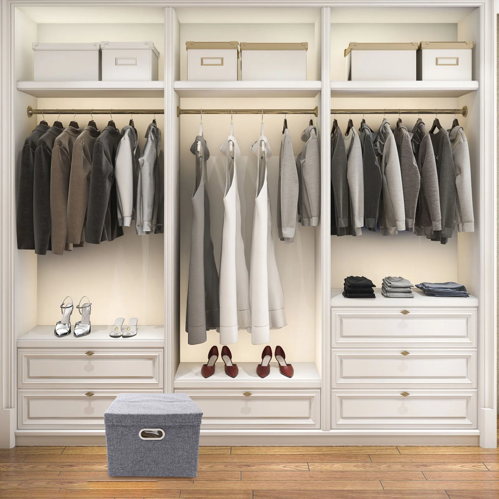 

Fabric Collapsible Storage Box Large Lid Storage Bin Sundries Organizer for Closet Apartment for Organizing