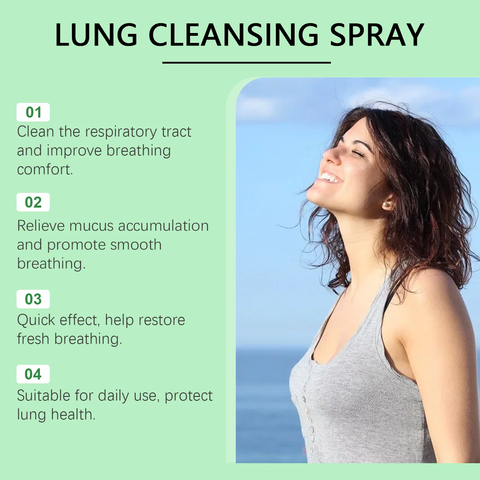 Herbal Lung Cleansing Spray Clear Mucus Promote Smooth Breathing Detox Clean Liver Moisten Lung Support Cough Relief Oral Spray
