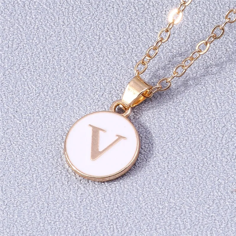 Aihua Minimalistische Initiale Emaille Weiß Schwarz A-Z Buchstaben Halskette für Frauen Alphabet Anhänger Schmuck Geburtstag Geschenke Großhandel – Detail 32