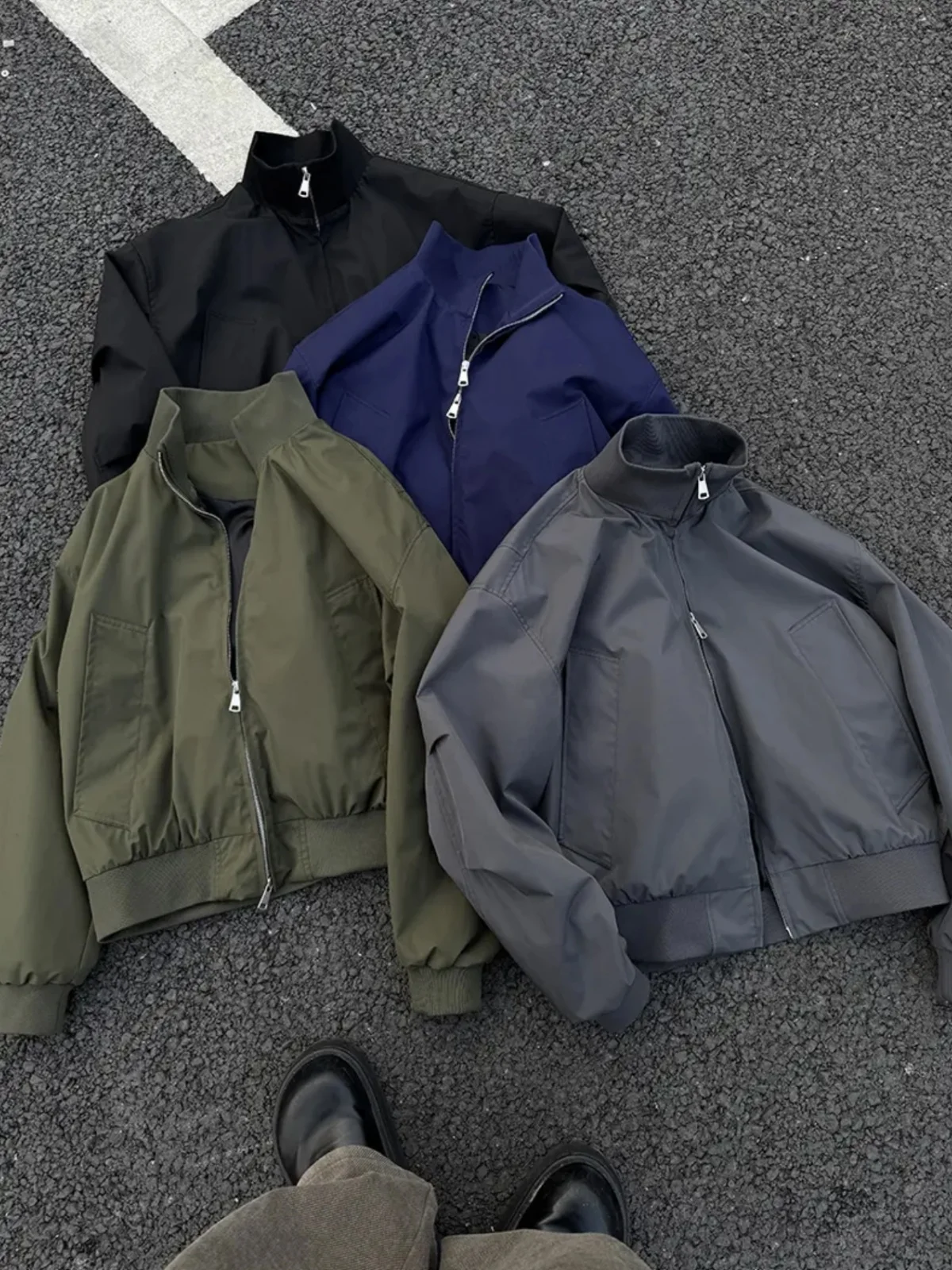 

Spring New American High Street Stand Collar Flight Jaet Men's Loose Casual Versatile ort Outerwear Polyester Youth Faion