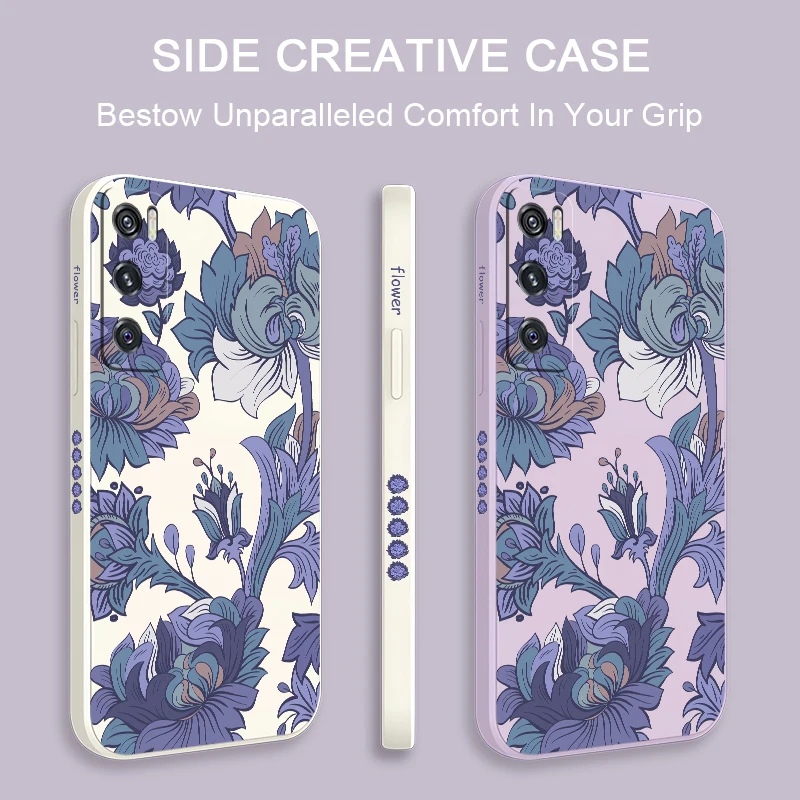 جراب هاتف لهاتف Vivo V25 V25E V29E V50 V30 Pro V27E V27 V23E V23 V21E V2O SE غطاء سيليكون فاخر مقاوم للصدمات على شكل زهرة