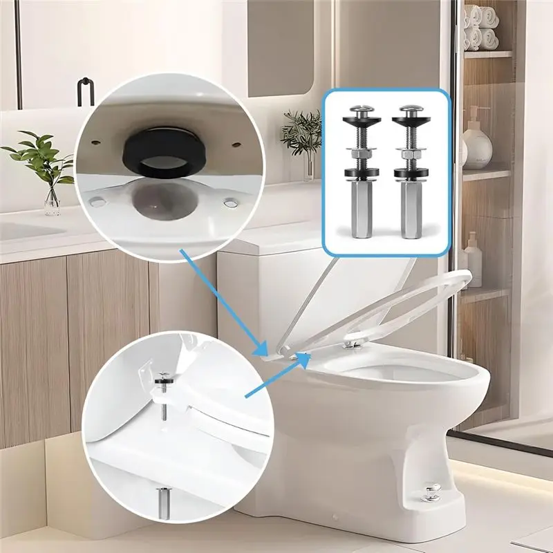 ABSS-2Pcs Heavy Duty Toilet Tank Bolts, Universal Metal Toilet Seat Screws With Downlock Nuts Kit