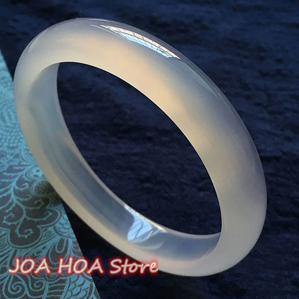 

Fine Ice White Agate Bangle Female Ice-Through Lychee Frozen White Chalcedony Small Fresh Narrow Bracelet Jade Handring Jewelry