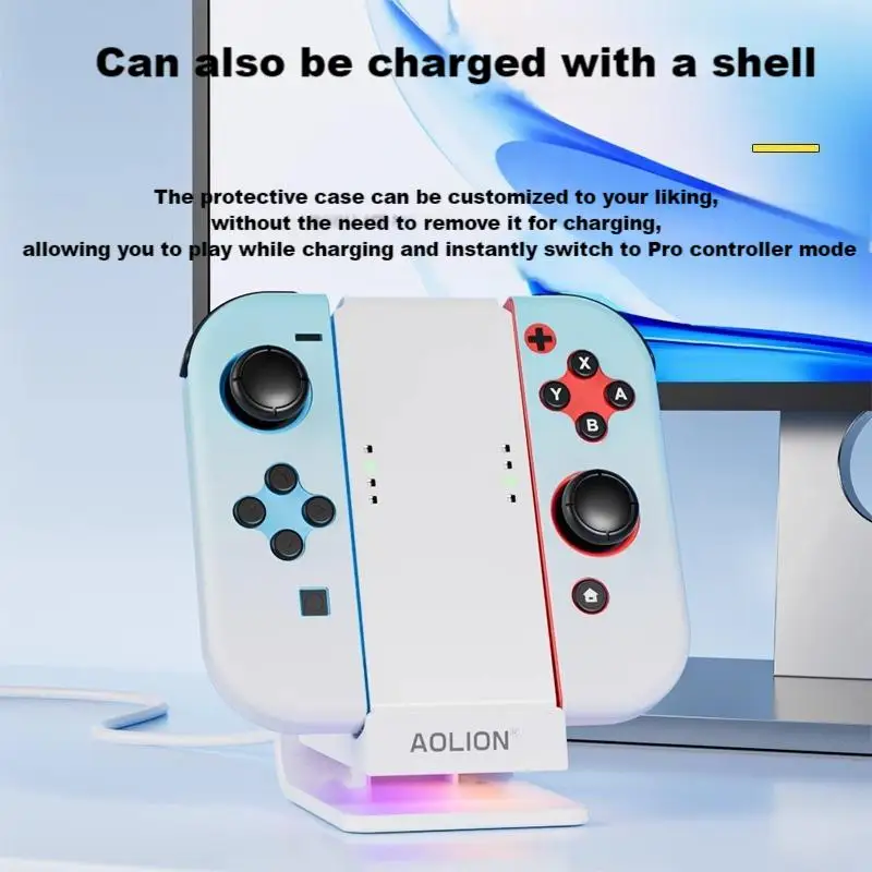 Aolion Mini Charging Dock Grip with RGB Stand Type-C Port For Nintendo Switch Joy-con Charging Station For Switch Accesso