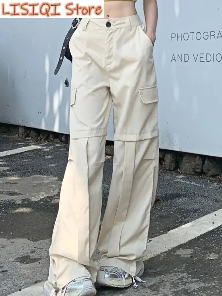New High Street Fashion Cargo Pants Women Pockets Korean Style Casual Baggy Pants Female High Waist Designer Vintage Pants