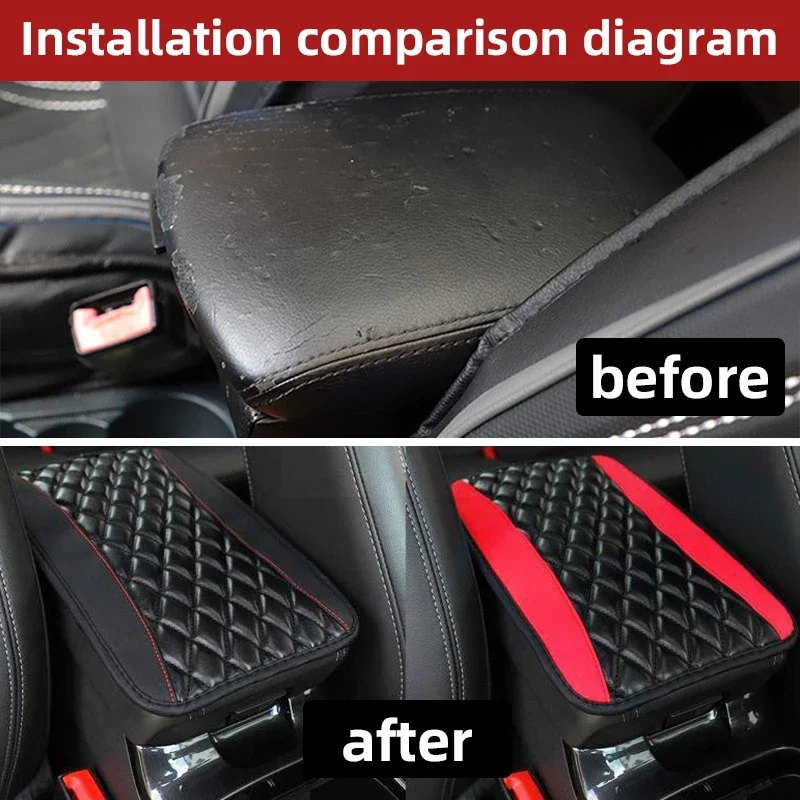 PU Leather Three-dimensional Embroidery Comfortable New Car Armrest Anti Slip Center Console Pad Car Accessories Interior