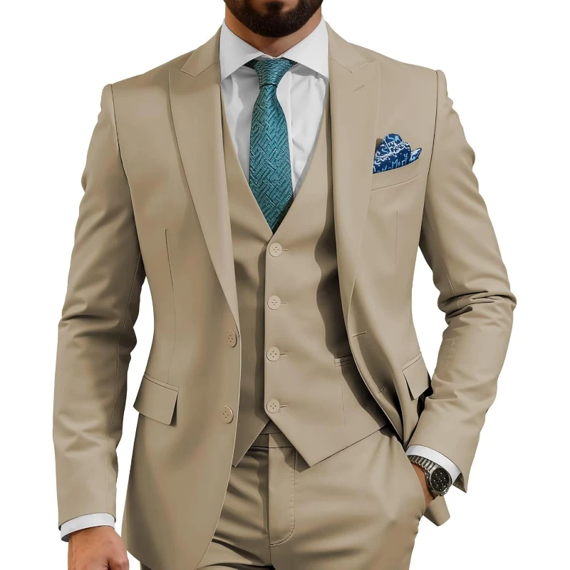 

Мужской костюм-тройка Slim Fit для свадьбы, деловых встреч и выпускных вечеров