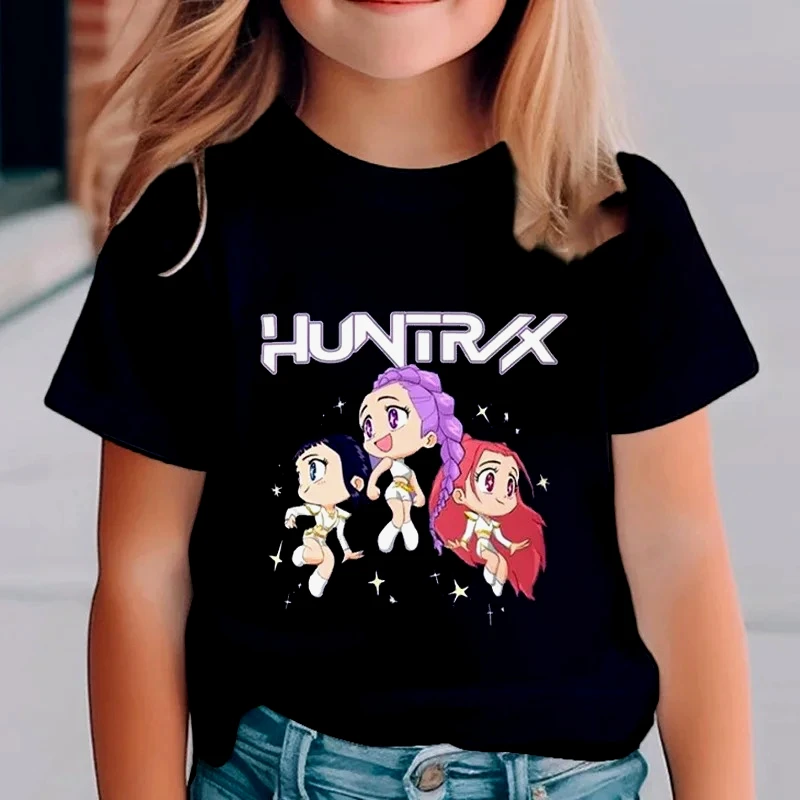 

Детская одежда Kpop Demon Hunters, футболка с короткими рукавами, милая футболка Kpop Demon Hunters Tiger Harajuku для мальчиков и девочек