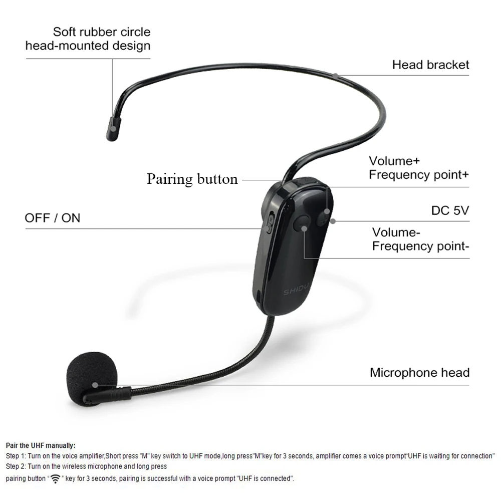 ميكروفون مضخم صوت لاسلكي ، شيدو U8 ، تردد أول-ميجا هرتز ، S615 M800 S28 S611 M500 M1000