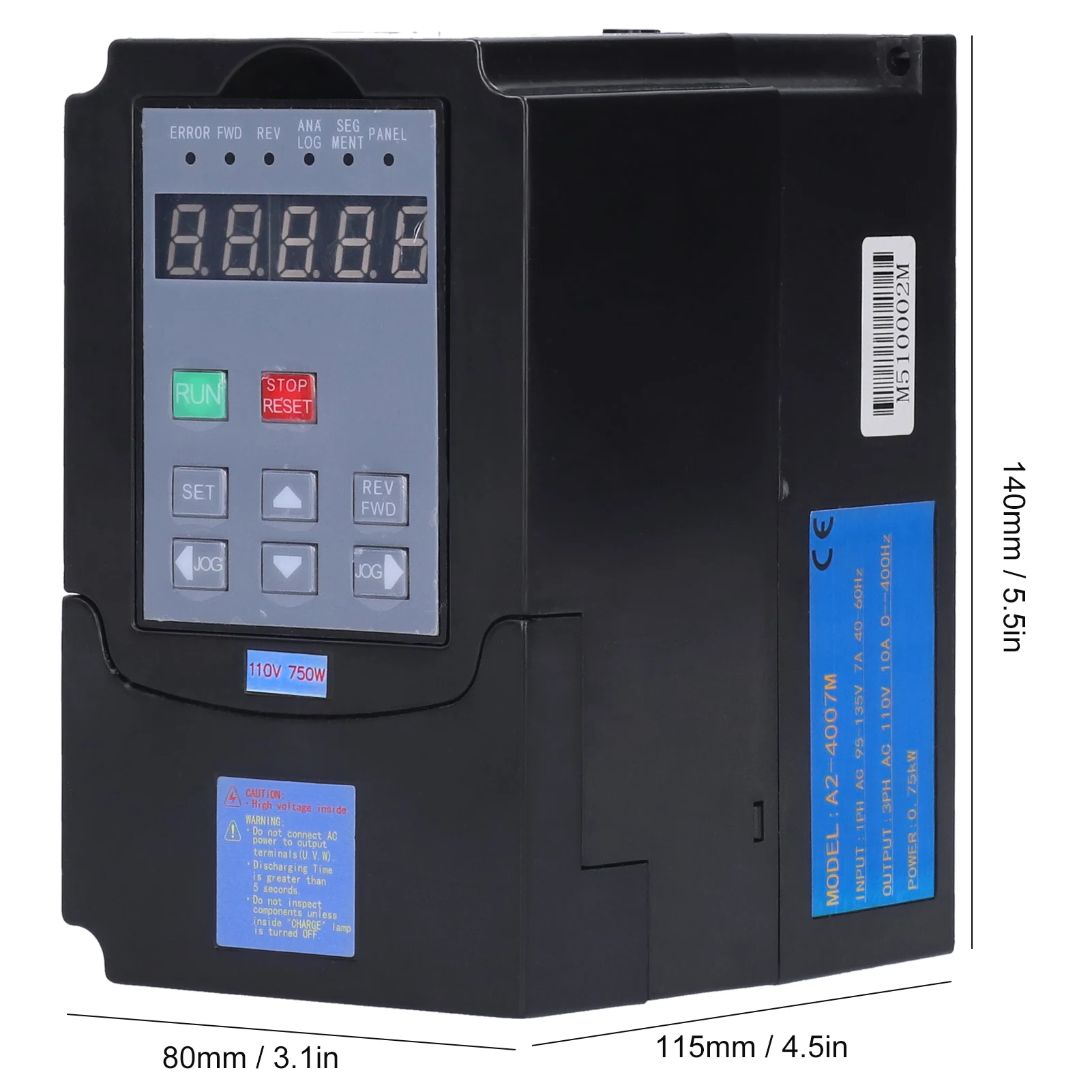4007 Inverter Variable Frequency Inverter Single‑Phase Input 95‑135V 3‑Phase Output AC110V 0.75kw ‑4007 Inverter