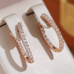 JULYDREAM Double Layer Paved White Zircon Curve Clip Earrings Trendy 585 Gold Color Party Accessories Women Sparkling Jewelry