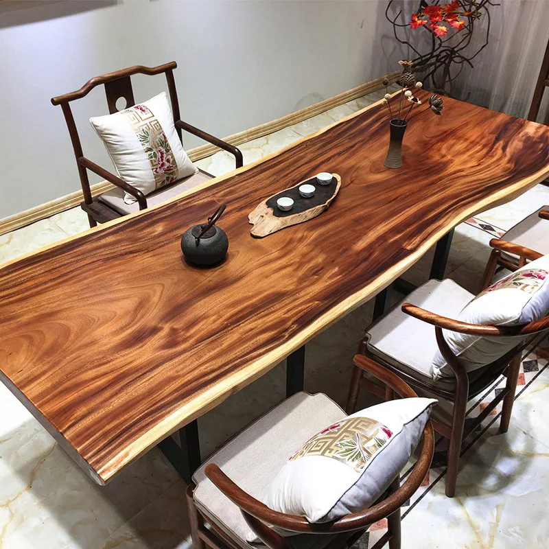 

-Custom Restaurant Dining Room Solid Walnut Wood Slab Live Edge Dining Table For Restaurant