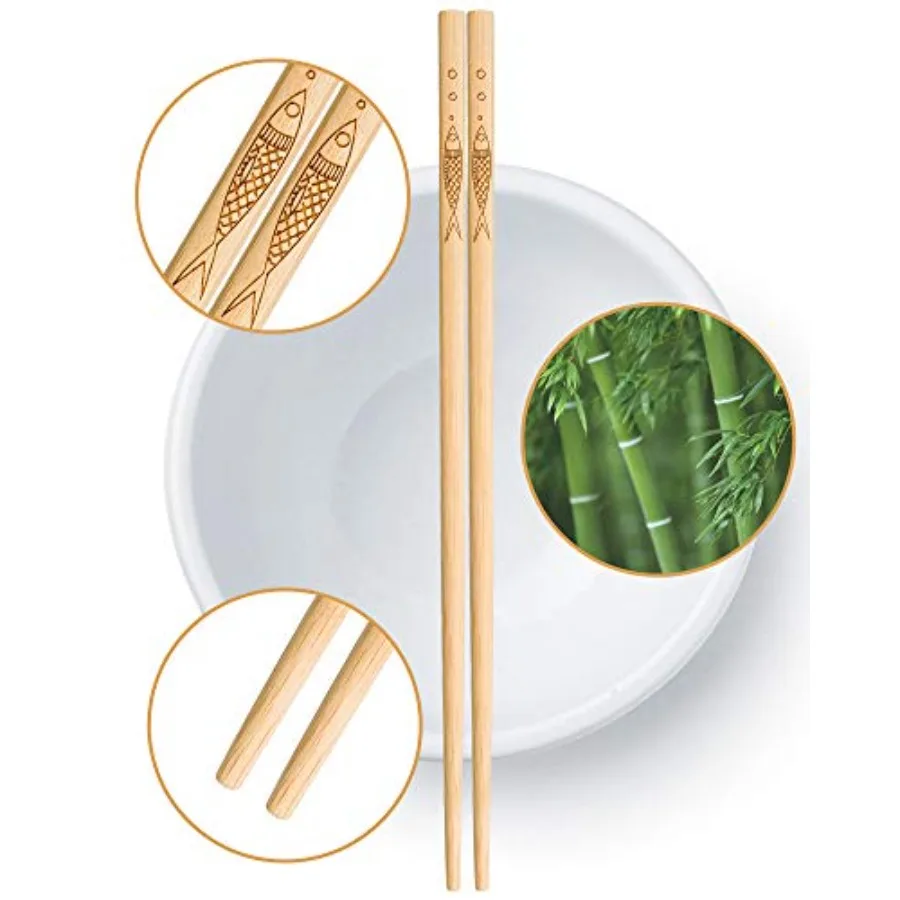 5 pairs of bamboo chopsticks can be reused, classic healthy high-quality natural bamboo chopsticks, can be washed in the dishwa