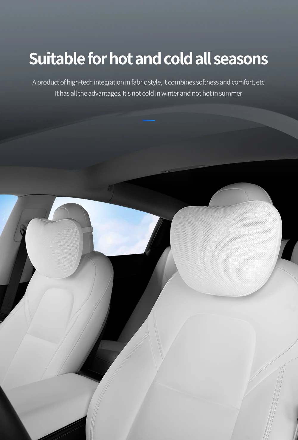 Für Tesla Model 3/Y Juniper Beflocktes/Leder-Autositz-Nackenkissen Weiches Memory-Nackenkissen Hochwertige Kopfstütze Lendenwirbelstütze – Detail 10