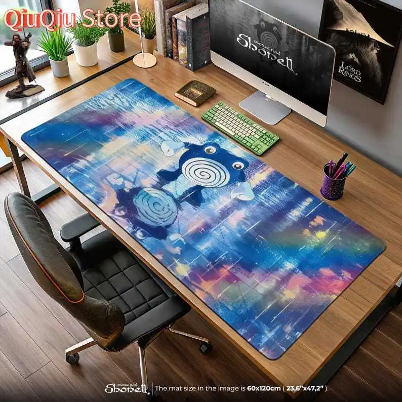 

Poliwhirl Dream Reflection Mouse Pad – Neon Water Scene with Poliwhirl, Pokémon Gaming Desk Mat, Surreal Anime Gift