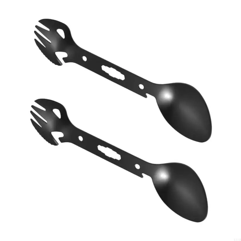   6 in-1 Utility Stainless Spork Spoon Bottles Opener Fork Camping Utensils Multifunctional Outdoor Fork Spoon Tableware