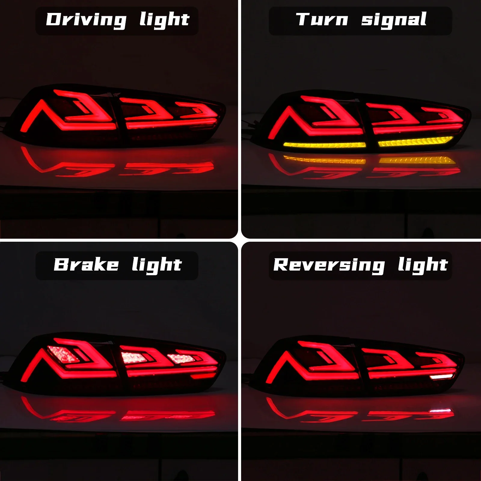 1 Set LED Tail Lamp Assembly For Mitsubishi Lancer EVO-X 2008-2021 Brake Reverse Light Dynamic Turn Signal Lights 12V
