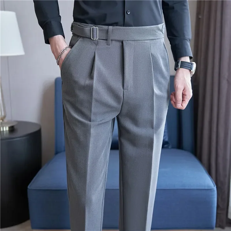 

Men Suit Pants Trousers 2024 Autumn New British Style Stretch Slim Formal Pantalone Hombre Solid Casual Dress Pants Men Clothing