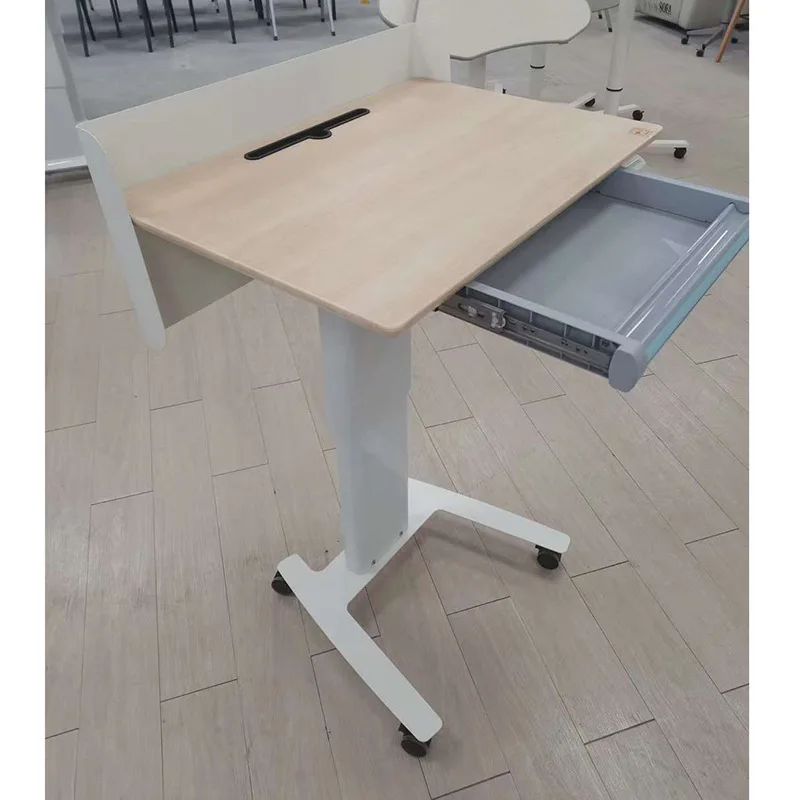 Lifting podium White Event Information Reception Wheeled with drawers Presiding  Lecture  Lecture table