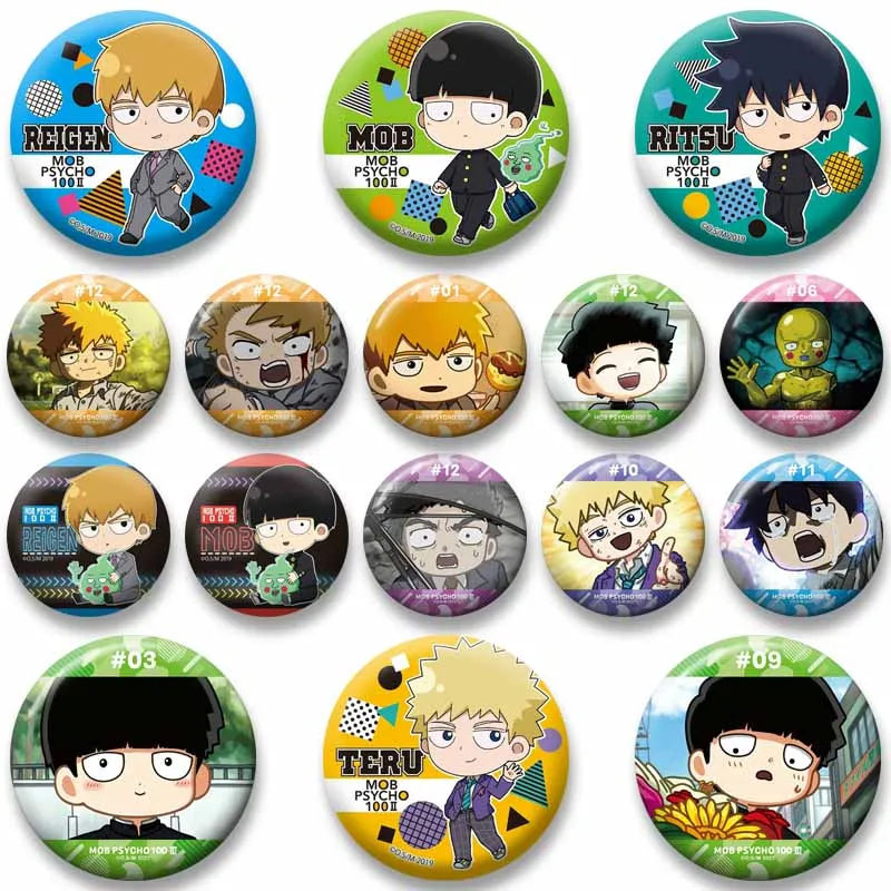 Anime Mob P-Psycho 100 Ekubo Shigeo Kageyama Arataka Teruki Brooch Cartoon Role Playing Badge Lapel Pins Bag Accessory Ornament