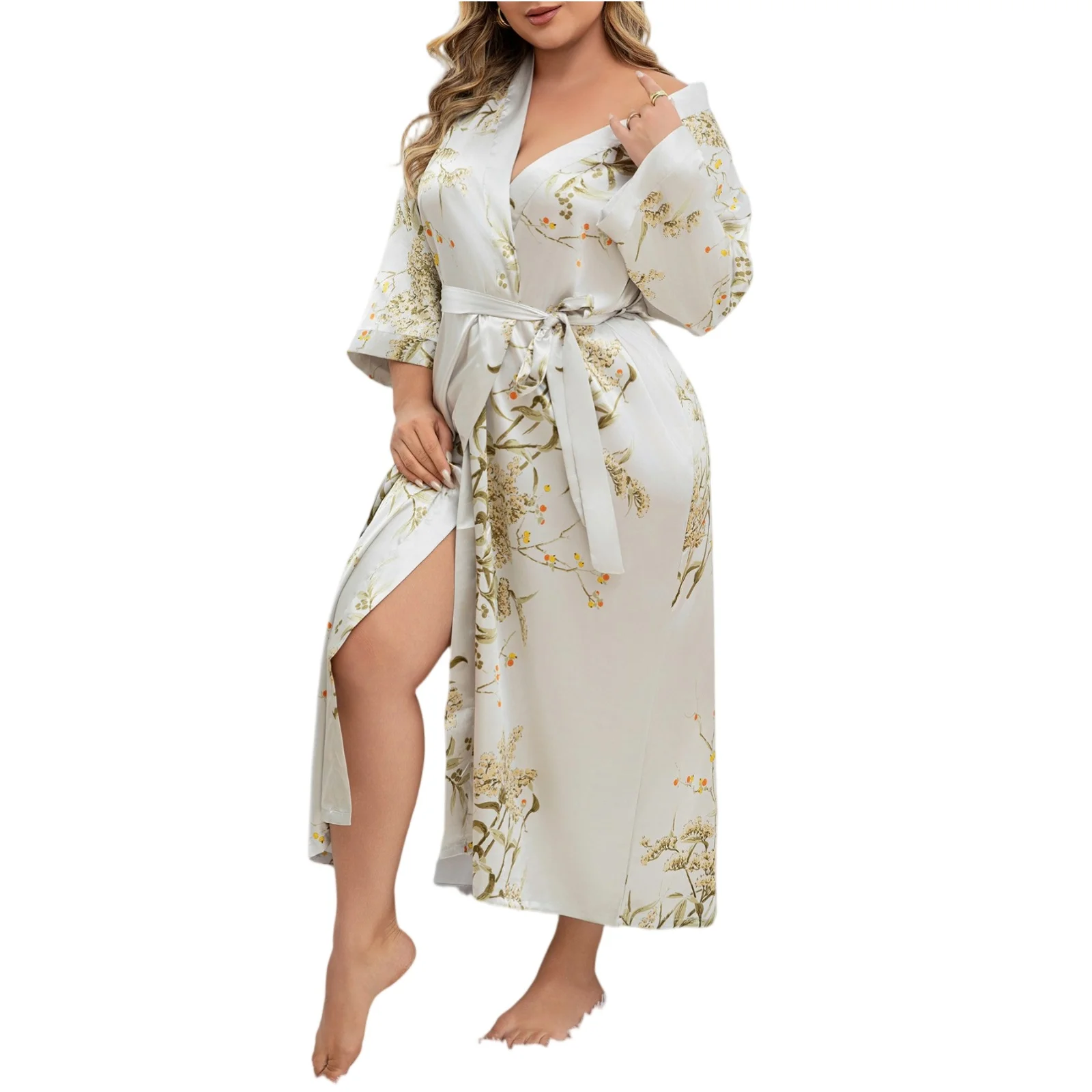 

Халат для женщин, классическая одежда для сна с цветочным принтом, тонкие весенне-осенние впитывающие халаты юката с длинными рукавами, быстросохнущие банные халаты