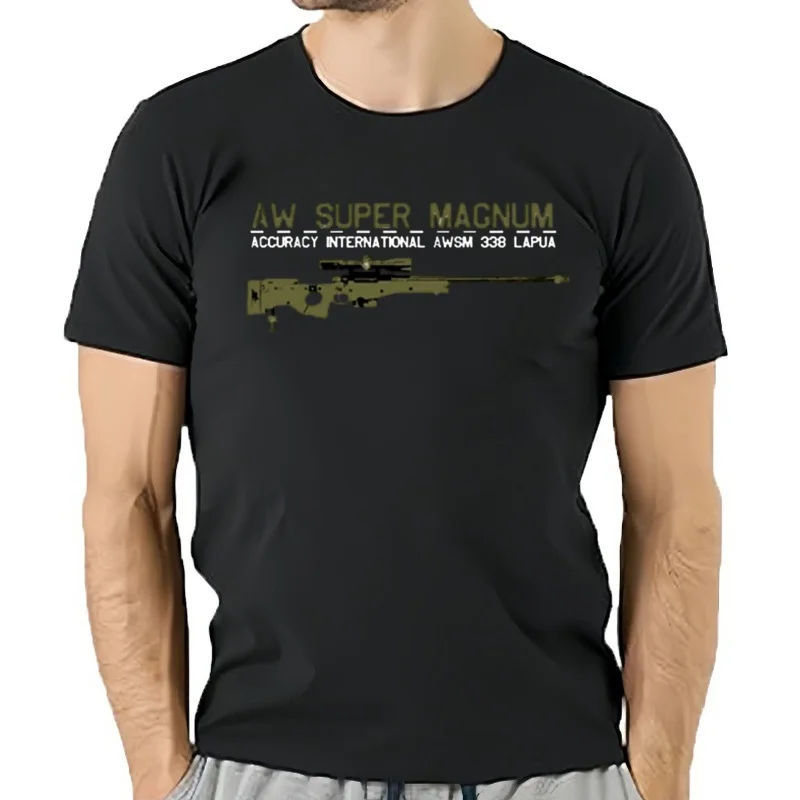Camisetas gráficas internacionales de alta precisión,  algodón, AWSM 100%, Lapua, Rifle de francotirador, AW, nuev