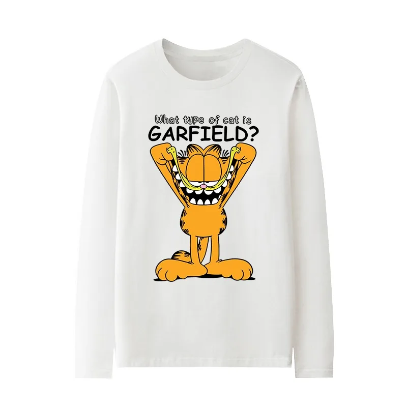 2026 جديد Miniso Anime Anime Garfield، قطة صفراء، بلوزة نسائية على الموضة في الشارع، أكمام طويلة للرجال...