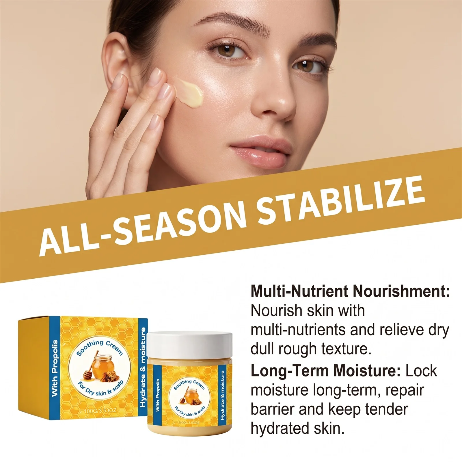 Feuchtigkeitsspendender Balsam-Stick Honig Vitamin C Gesichts-Hydratisierungscreme Kollagen Gesichtsserum-Set Beruhigende Reparatur Sanfte Nährende Hautpflege – Detail 8