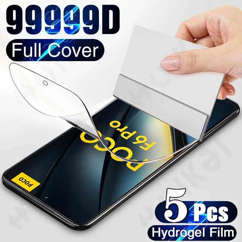 5 Pcs Hydrogel Film Screen Protector For Xiaomi Poco F6 X6 X5 Pro 13T 12T Pro Redmi 13C Note 13 12 5G Pro Screen Protector Film