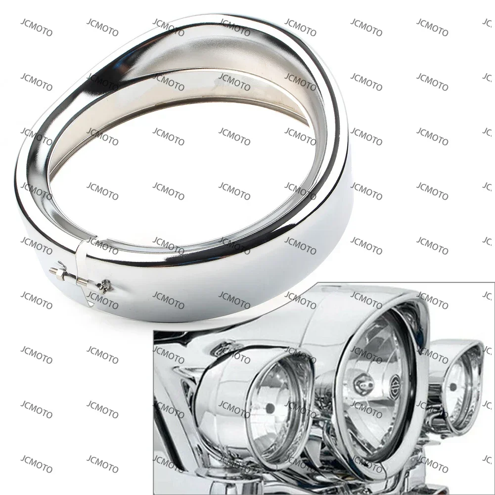 

For Harley Touring 83-13 Road King 94-up FL Softail 94-13 7" Chrome Motorcycle Headlight Passing Lamp Decorate Trim Ring Visor