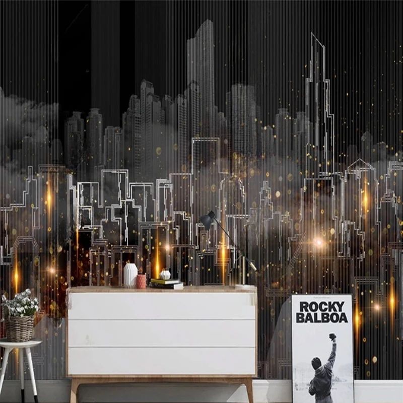 Custom Abstract Photo Mural Hand-painted City Night Scene Wallpaper Home Interior Decoration Wall Paper Wall Art Background 3D