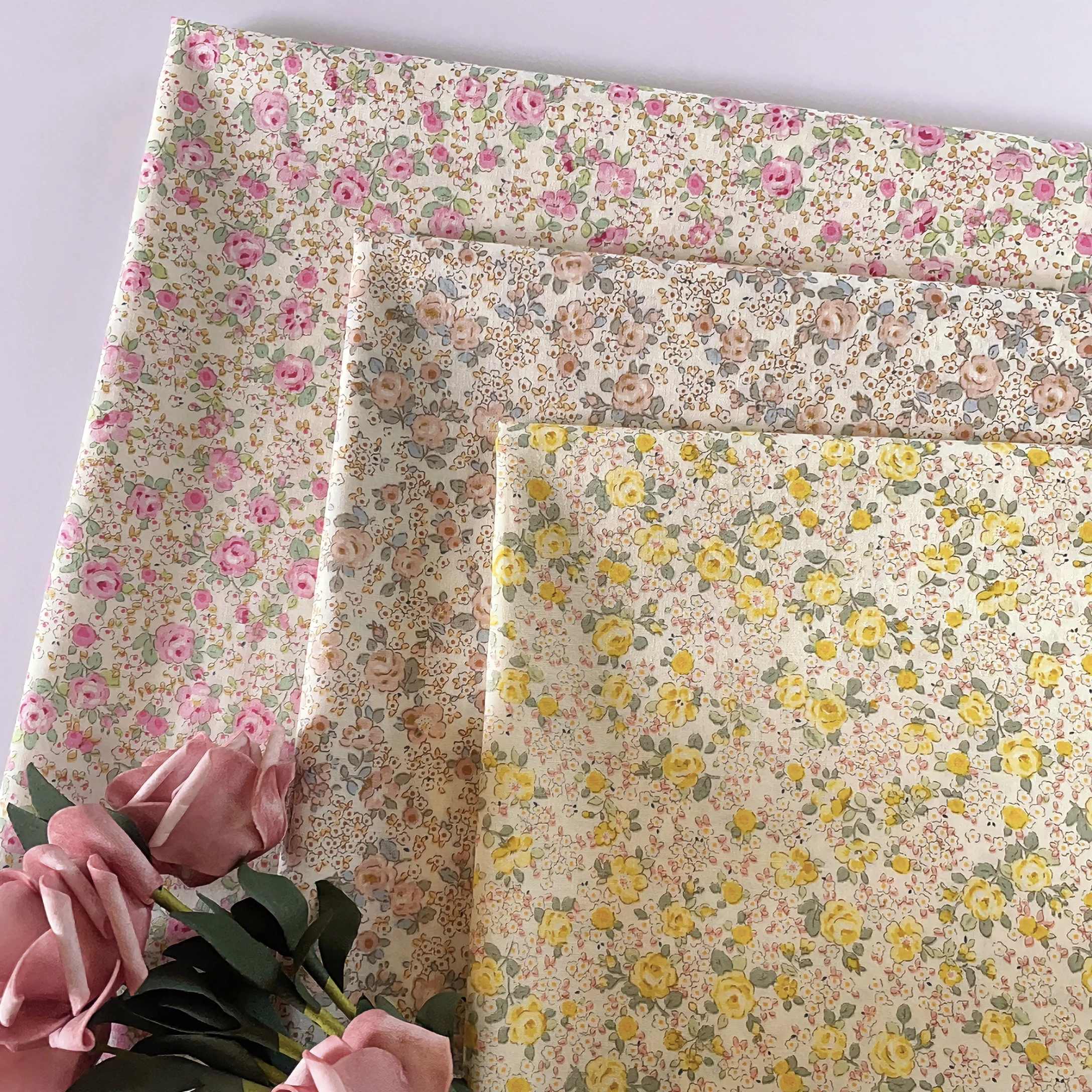 100% Cotton Rose Ditsy Floral Fabric Vintage Soft Durable for Making Summer Dresses Blouses Baby Clothes Small Home Textiles