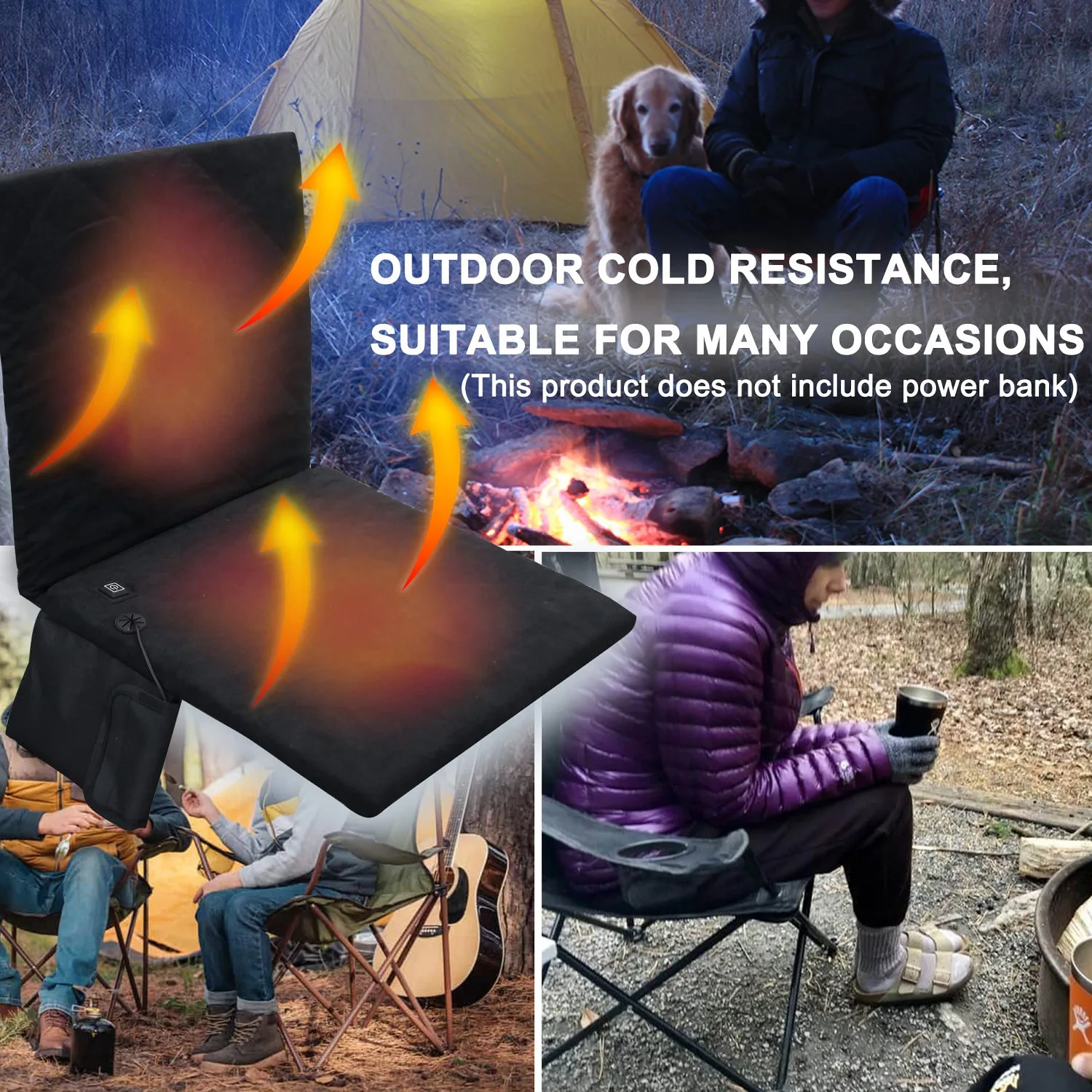 

Beach Chair Heating Seat Cushion New Camping Fishing Backrest Outdoor Portable Car Chair Heating Pad