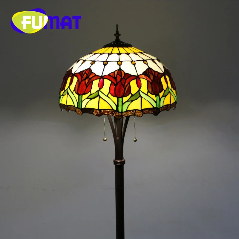 FUMAT Tiffany Floor lamp rural Nordic style creative decoration office living room bedroom study bedside reading floor lamp